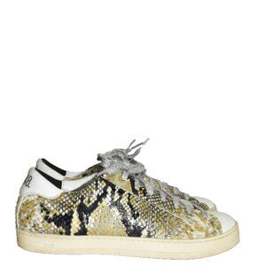 $330 P448 John Snakeskin Leather Low-Top Sneakers Shoes white 38 (MG28)